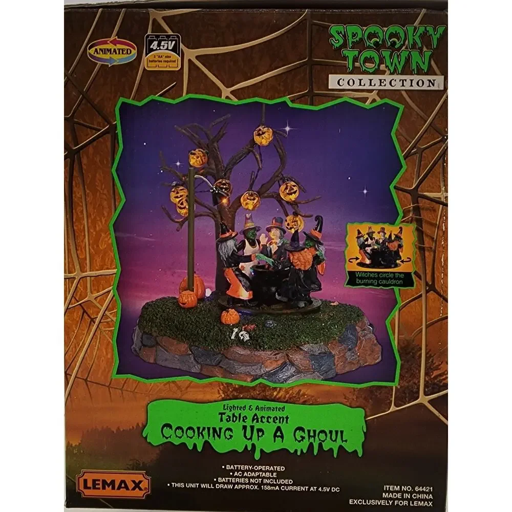 RETIRED LEMAX SPOOKY TOWN 2006 COOKING UP A GHOUL #64421 ILLUMINATED & ANIMATED